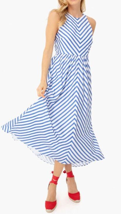 Tuckernuck Dresses & Skirts - Tuckernuck Striped High Neck Sleeveless Portofino Midi Dress Blue White 4